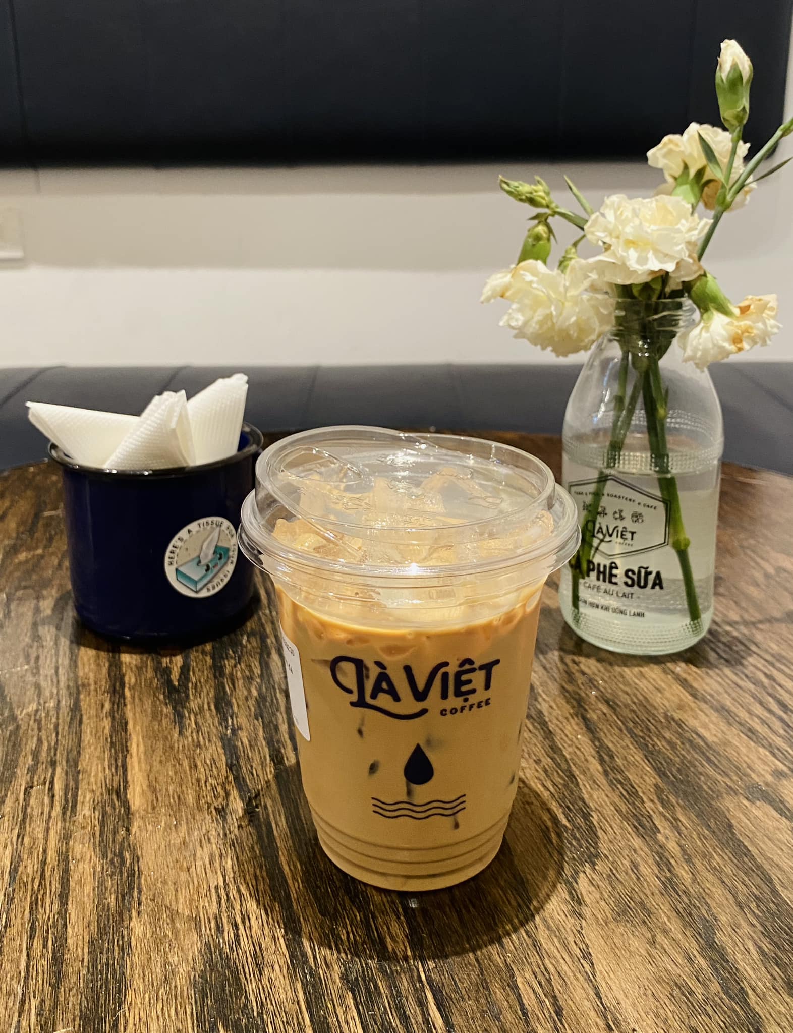 Vietnamese coffee brewed with a metal phin filter