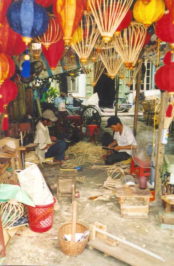 A shop filled with traditional Vietnamese lanterns
