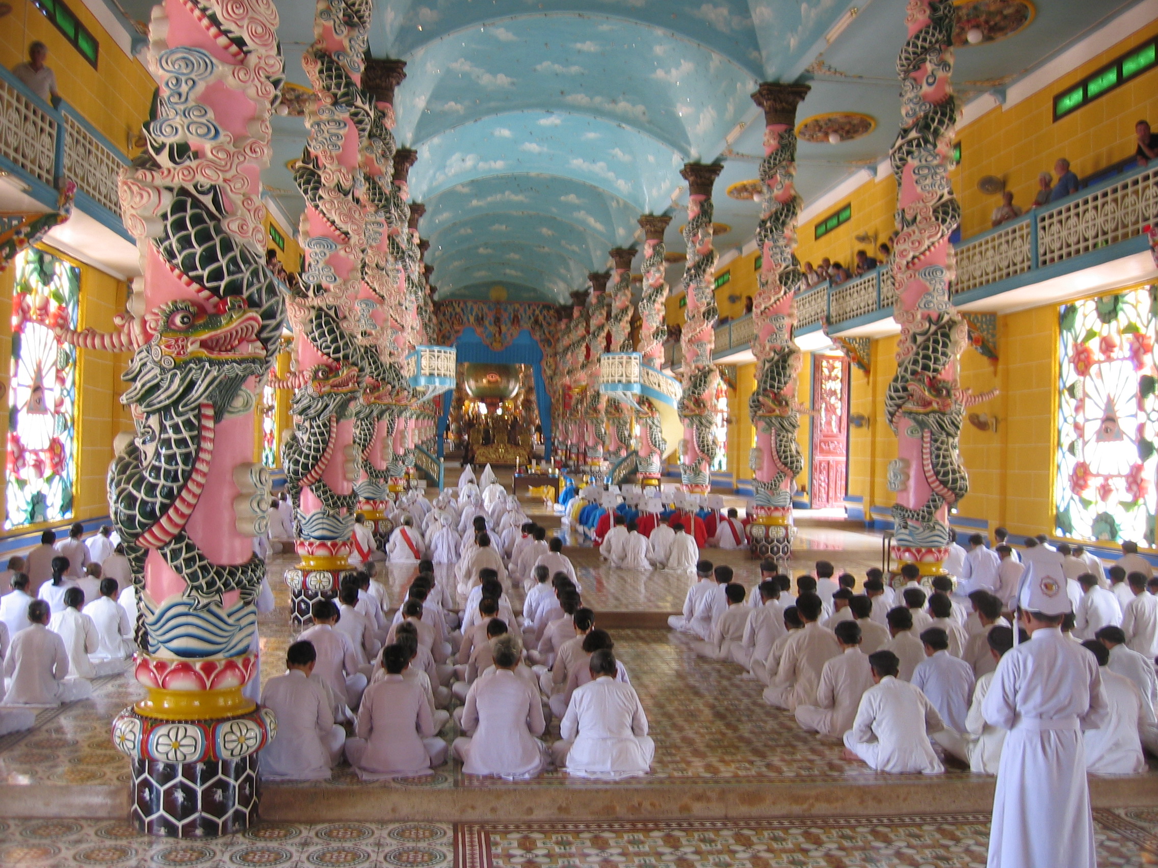 Inside the Cao Dai Temple in Tay Ninh